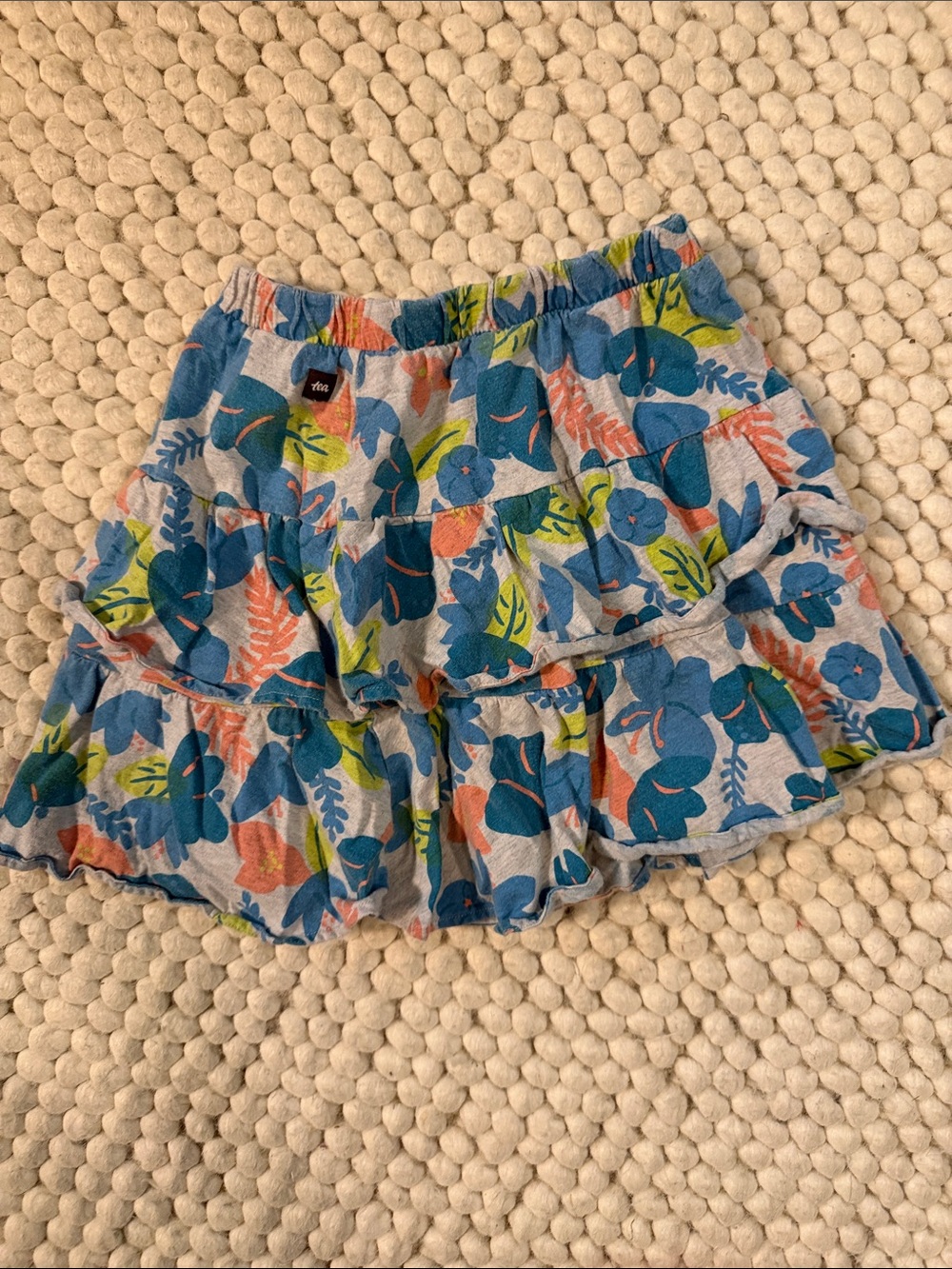 Cat & Jack Blue Tiered Floral Skirt with Multicolor Print